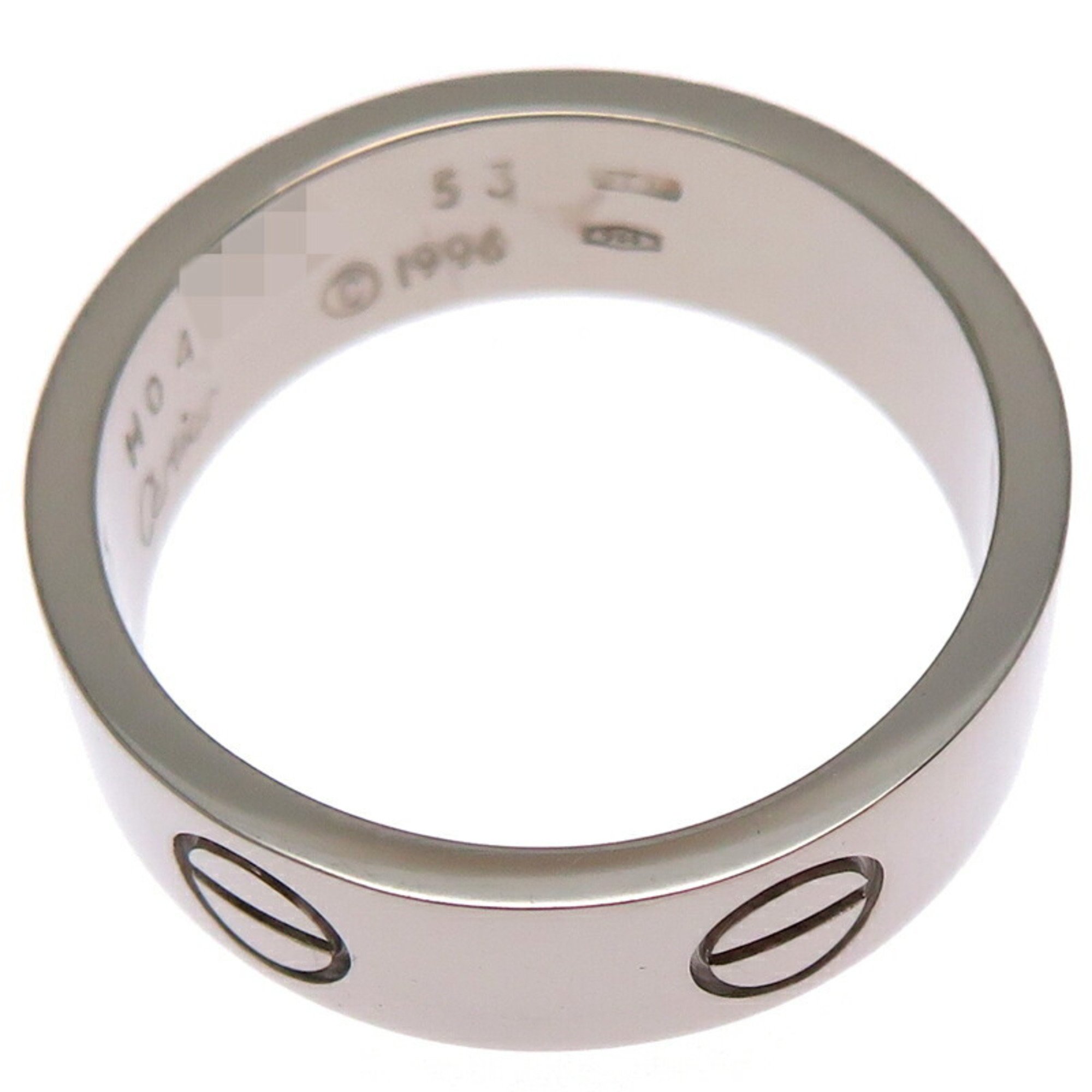 Cartier #53 Love Ladies Ring, 750 White Gold, Size 12.5