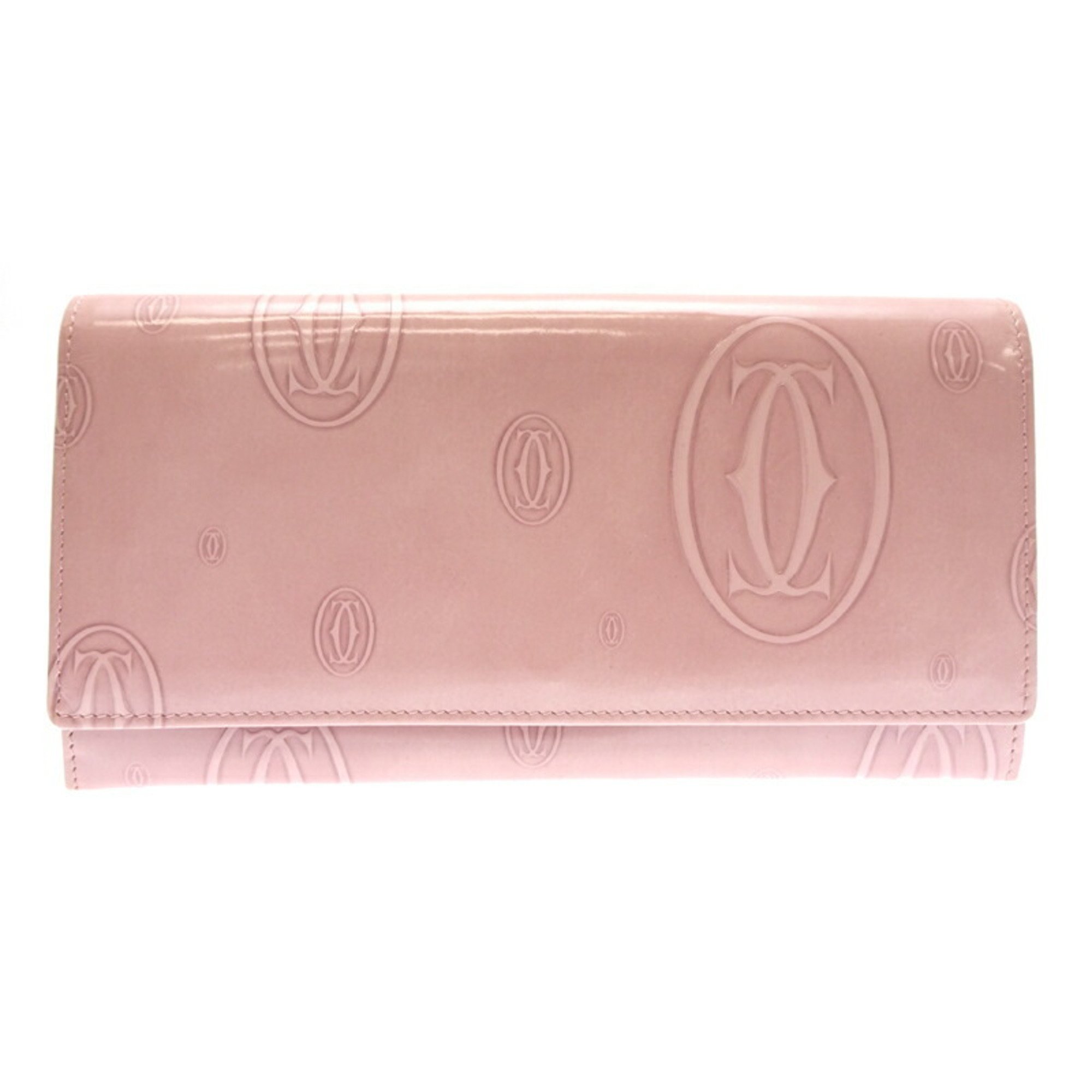 Cartier Happy Birthday Long Wallet Women's L3000347 Patent Calfskin Pink