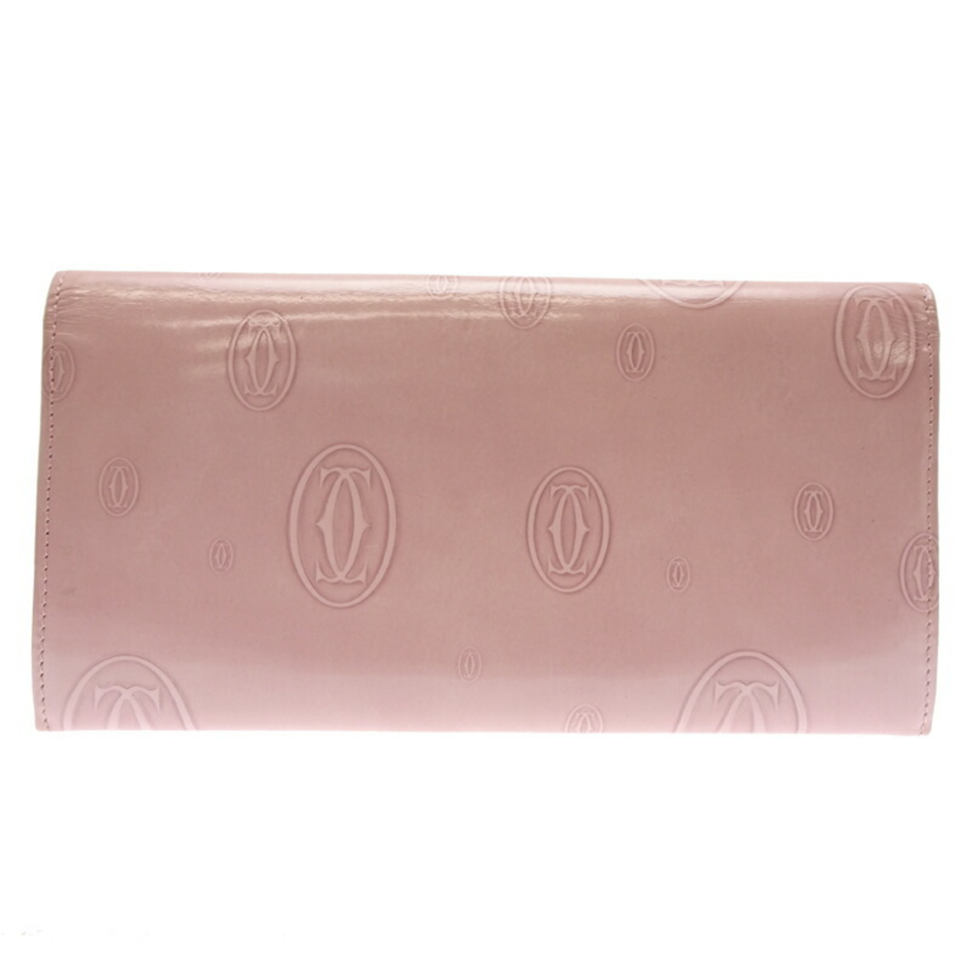 Cartier Happy Birthday Long Wallet Women's L3000347 Patent Calfskin Pink