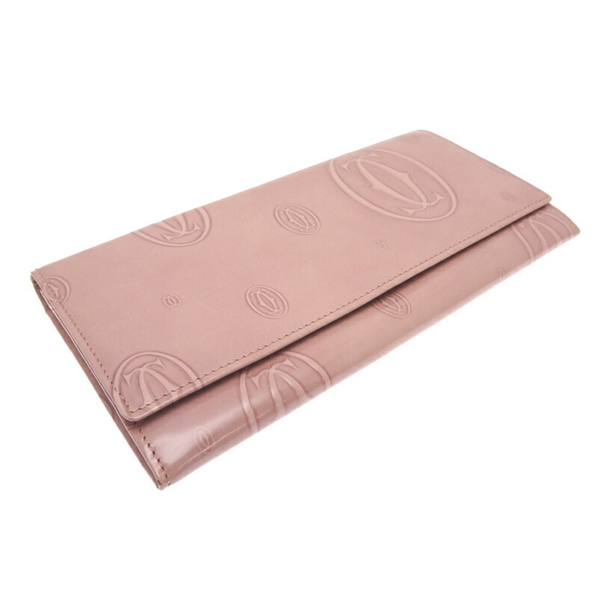 Cartier Happy Birthday Long Wallet Women's L3000347 Patent Calfskin Pink