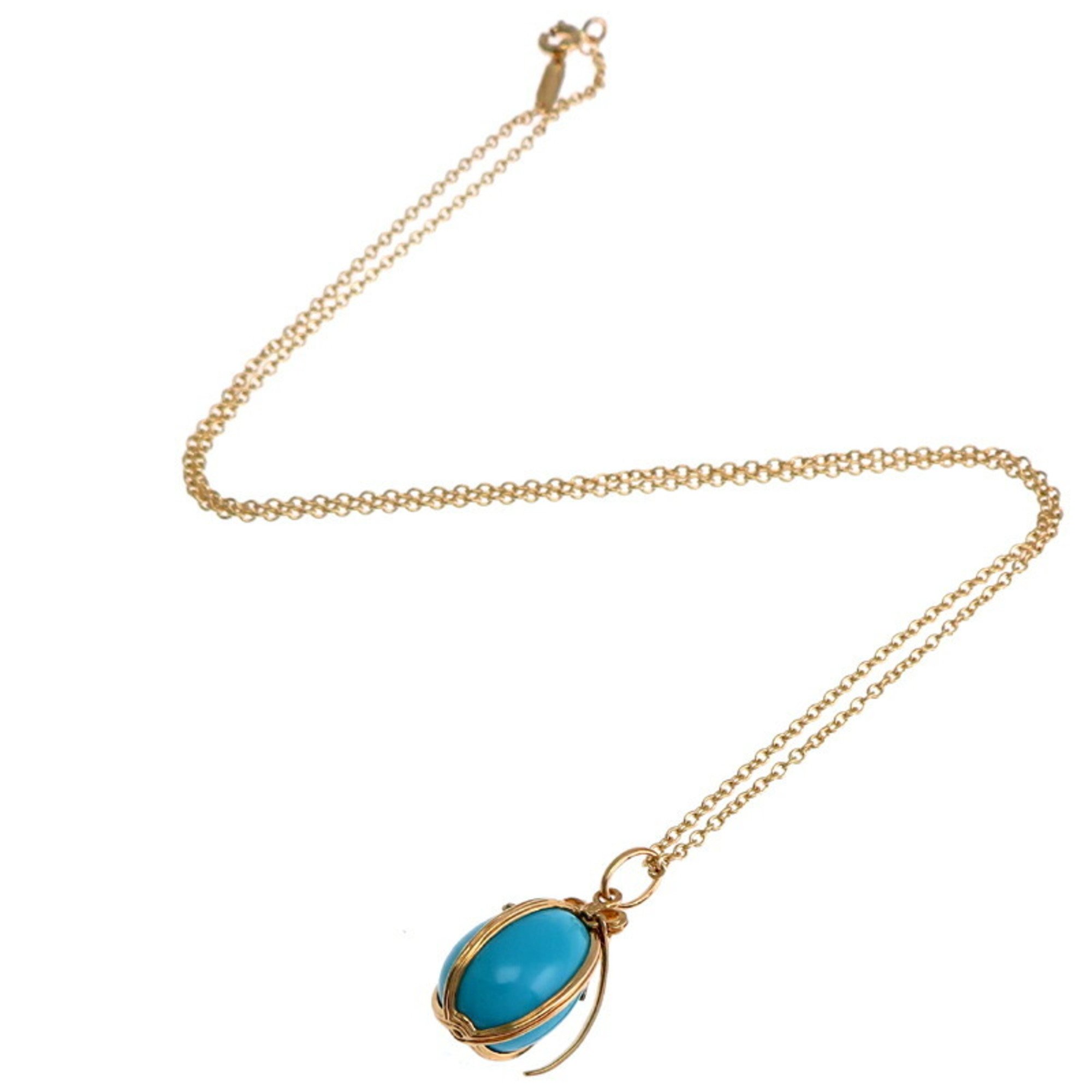 Tiffany Jean Schlumberger Turquoise Women's Necklace 750 Yellow Gold