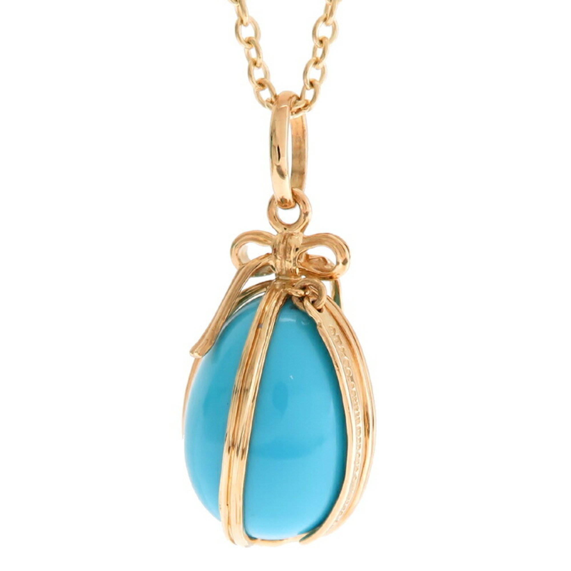 Tiffany Jean Schlumberger Turquoise Women's Necklace 750 Yellow Gold