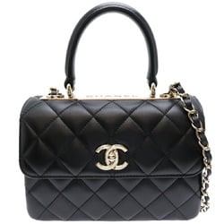 Chanel Top Handle Flap Bag Women's Handbag AS4654 Lambskin Black