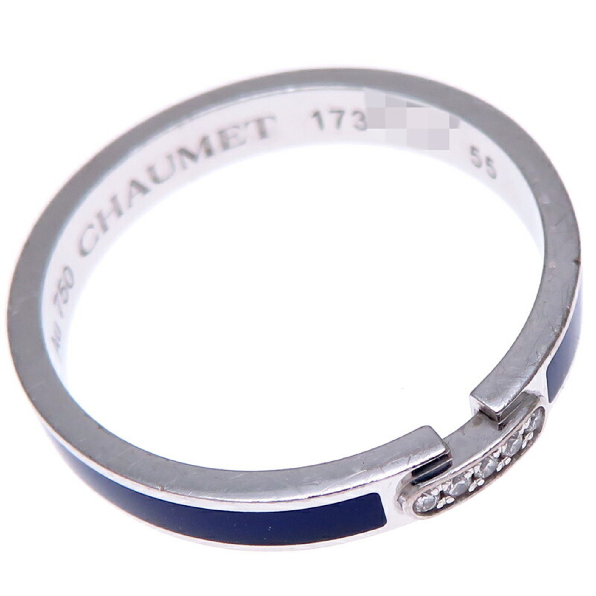 Chaumet #55 0.02ct Diamond Lien Evidence Men's Ring 750 White Gold Size 15