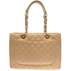 Chanel Seal GST Chain Tote Women's Bag Caviar Skin Beige