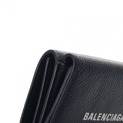 BALENCIAGA Cash Wallet Navy 593813 Unisex Leather Tri-fold