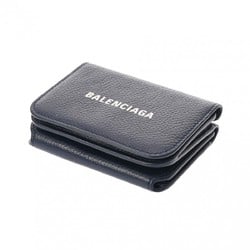 BALENCIAGA Cash Wallet Navy 593813 Unisex Leather Tri-fold