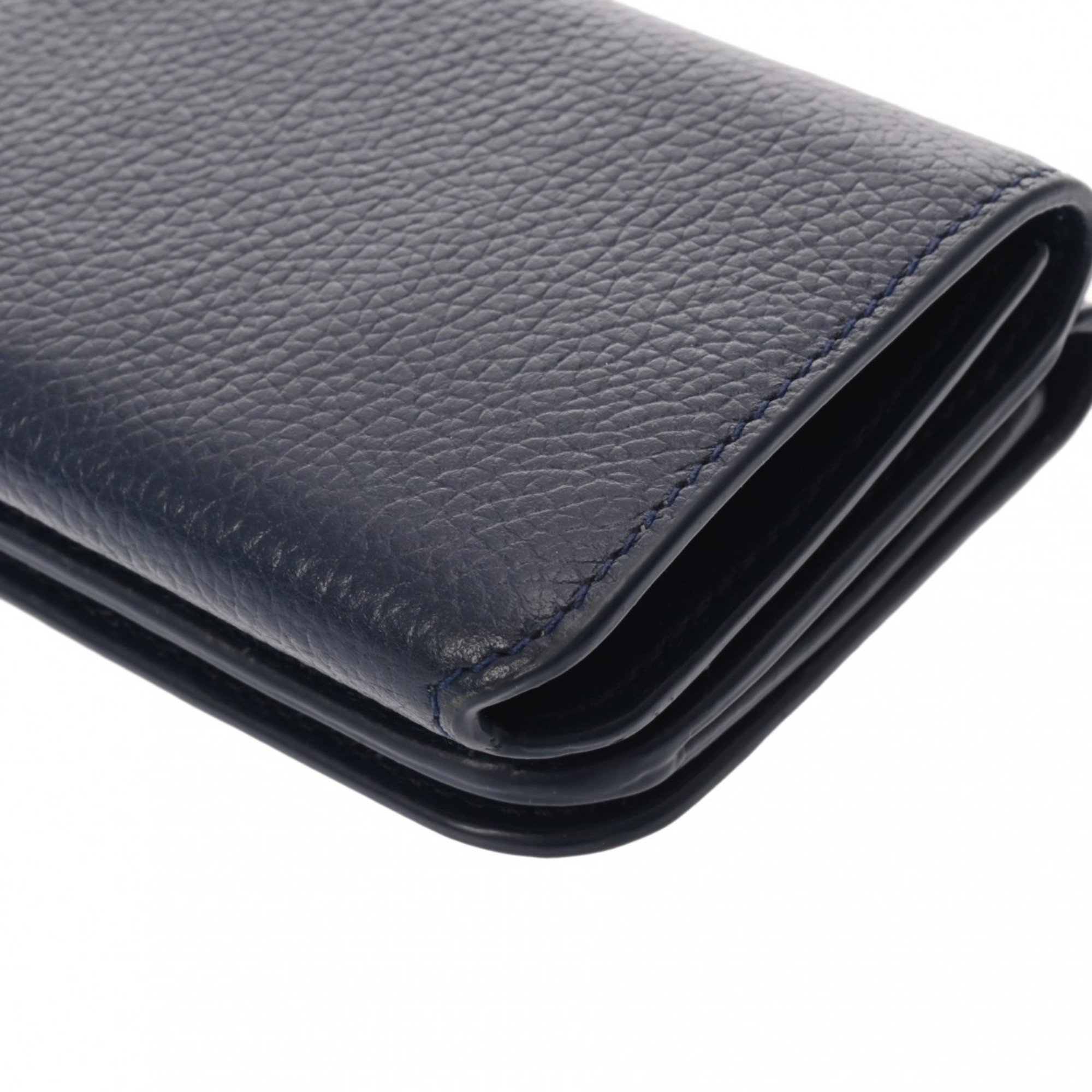 BALENCIAGA Cash Wallet Navy 593813 Unisex Leather Tri-fold