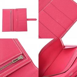 HERMES Bearn Souffle Rose Dirrian □Q stamp (around 2013) Unisex Epsom leather long wallet