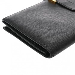 HERMES Hermes Bearn Souffle Black C Stamp (around 2018) Unisex Epsom Leather Long Wallet