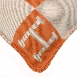 HERMES Cushion Avalon PM Ecru/Potiron Women's 90% Wool/10% Cashmere