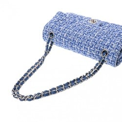 CHANEL Chanel Matelasse Chain Shoulder Double Flap 25cm Blue A01112 Women's Tweed Bag