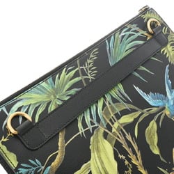 GUCCI Tropical Print Black 429016 Women's Leather Clutch Bag