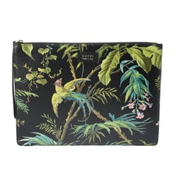 GUCCI Tropical Print Black 429016 Women's Leather Clutch Bag