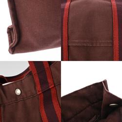 HERMES Hermes Foultou MM Burgundy Unisex Canvas Tote Bag