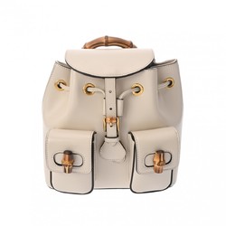 GUCCI Bamboo Backpack Ivory 702101 Unisex Leather Daypack