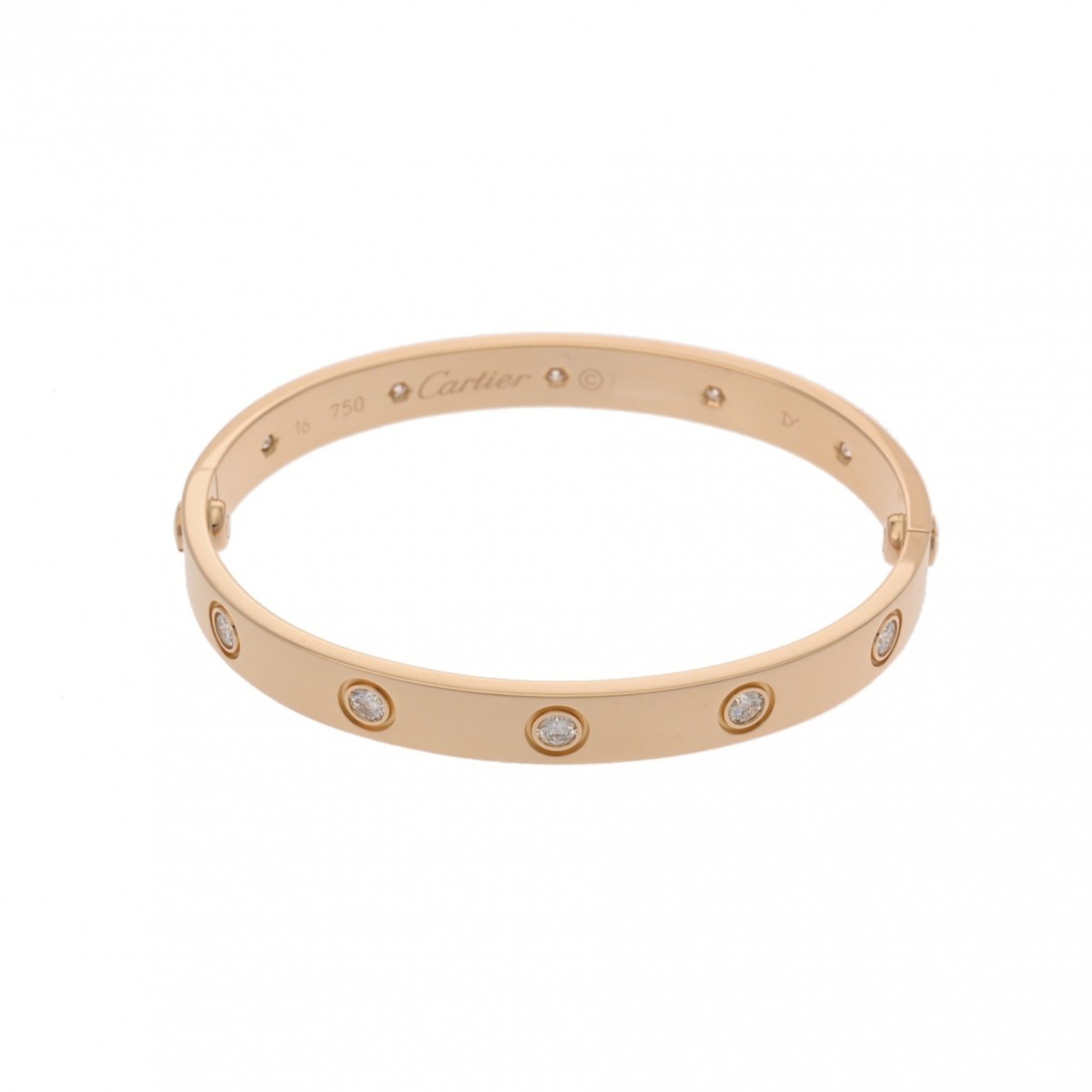 CARTIER Love Bracelet #16 All Diamond Women's K18 Yellow Gold