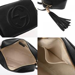 GUCCI Soho Interlocking G Black 308364 Women's Leather Shoulder Bag