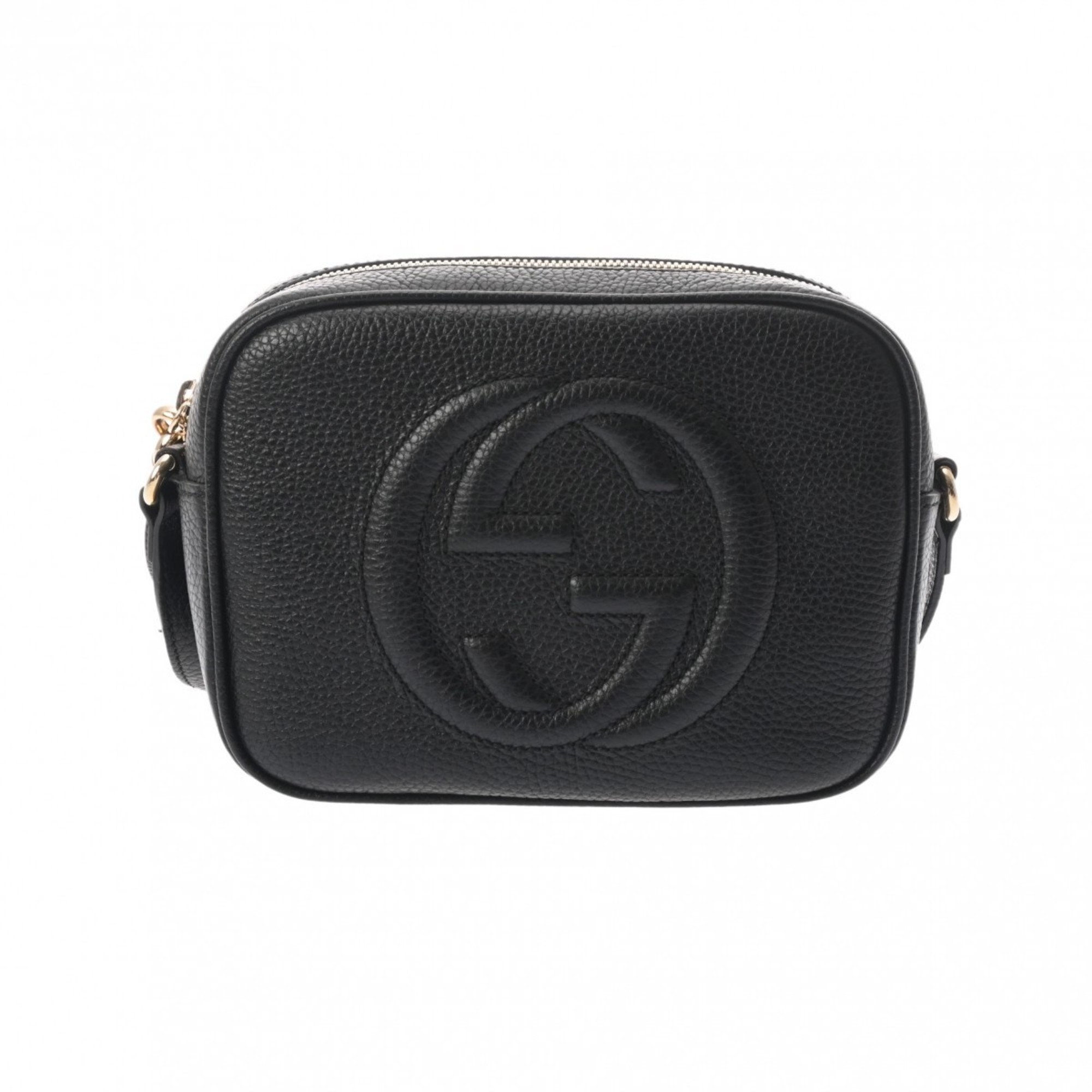 GUCCI Soho Interlocking G Black 308364 Women's Leather Shoulder Bag