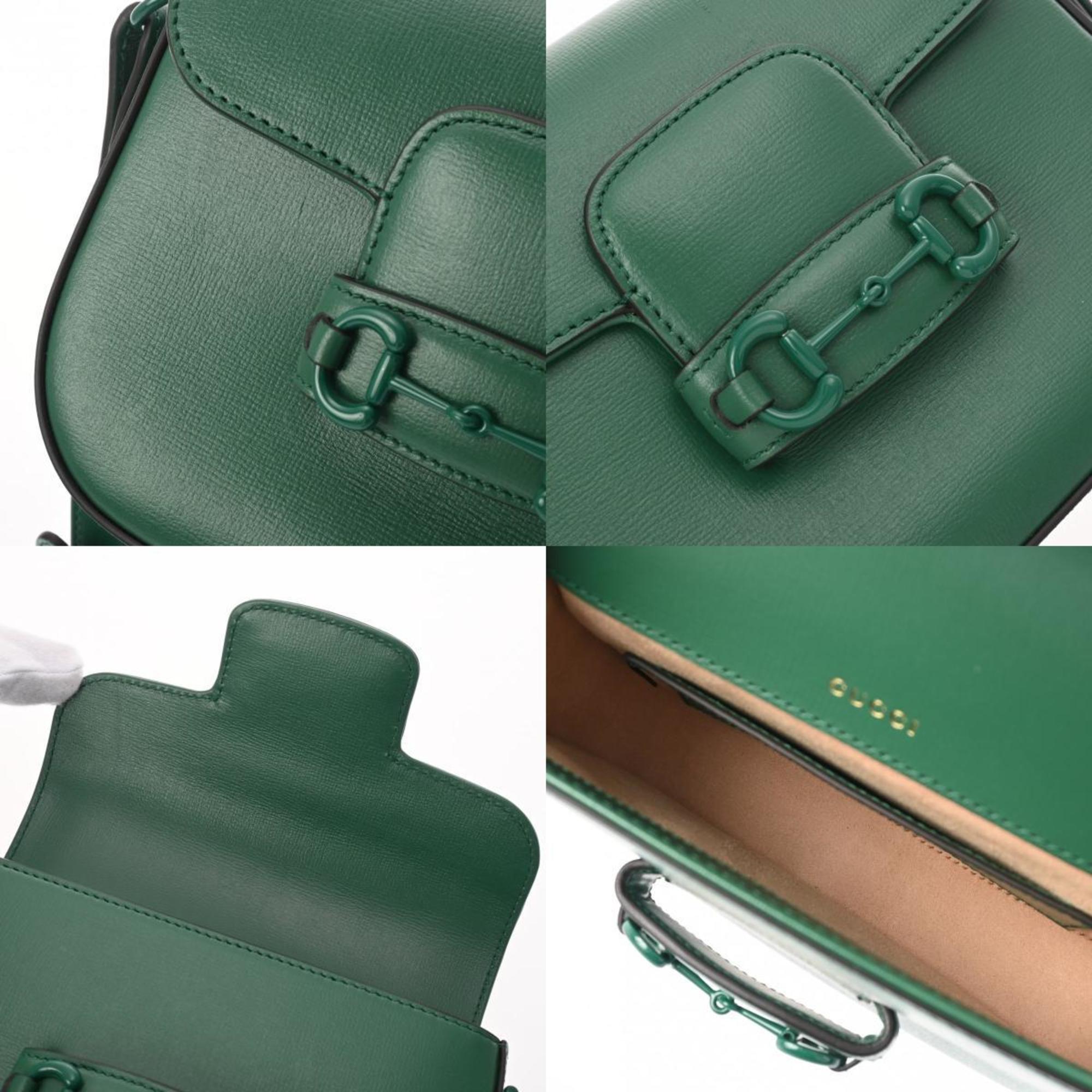 GUCCI Horsebit 1955 Small Shoulder Bag Green 726226 Women's Leather