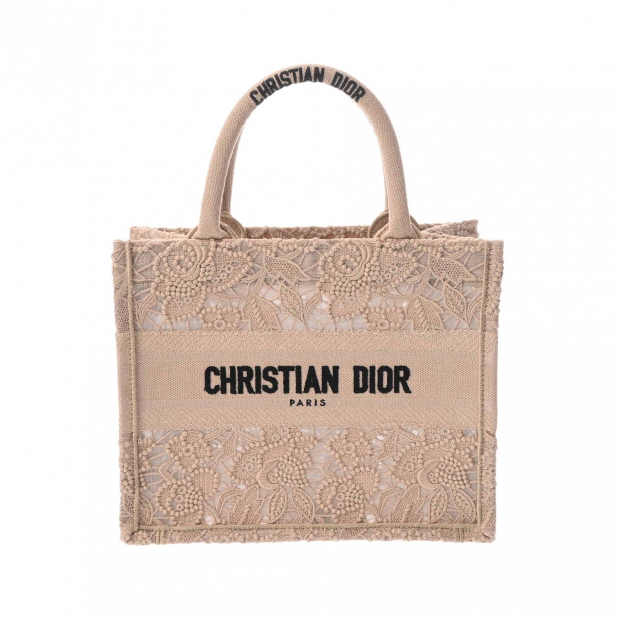 CHRISTIAN DIOR Christian Dior Book Tote Small Beige M1265ZSEL Women's Lace Canvas Handbag