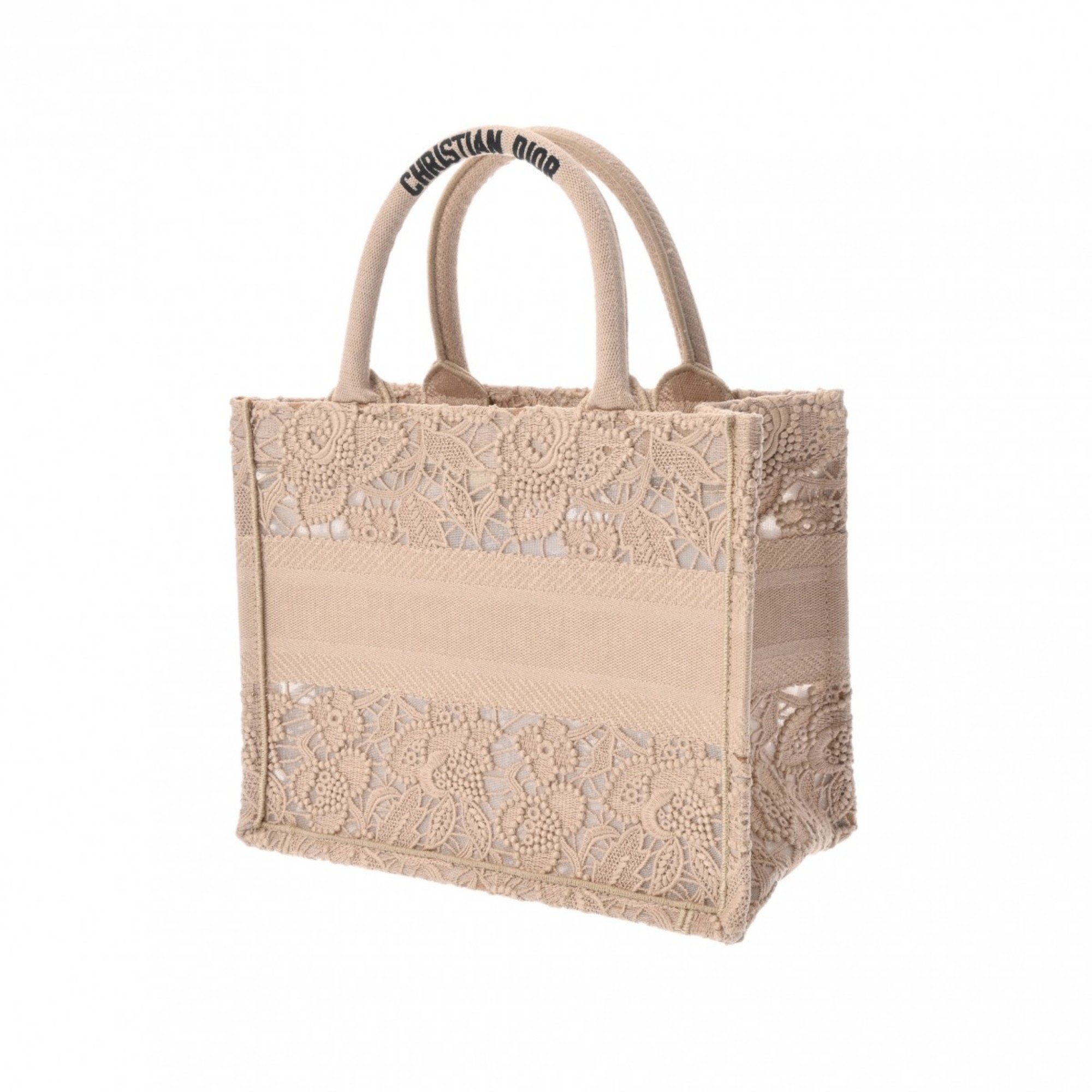 CHRISTIAN DIOR Christian Dior Book Tote Small Beige M1265ZSEL Women's Lace Canvas Handbag