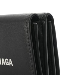 BALENCIAGA Cash Wallet Black 593813 Unisex Leather Tri-fold