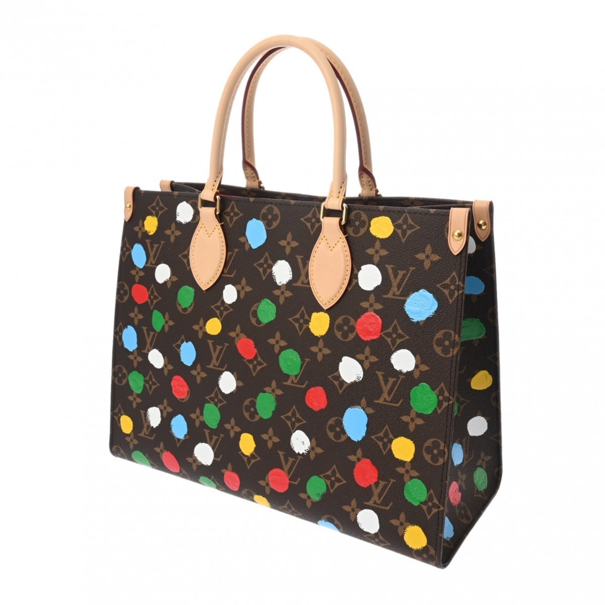 LOUIS VUITTON Louis Vuitton Monogram On the Go MM Yayoi Kusama Collaboration Brown/Multicolor M46379 Women's Canvas Handbag