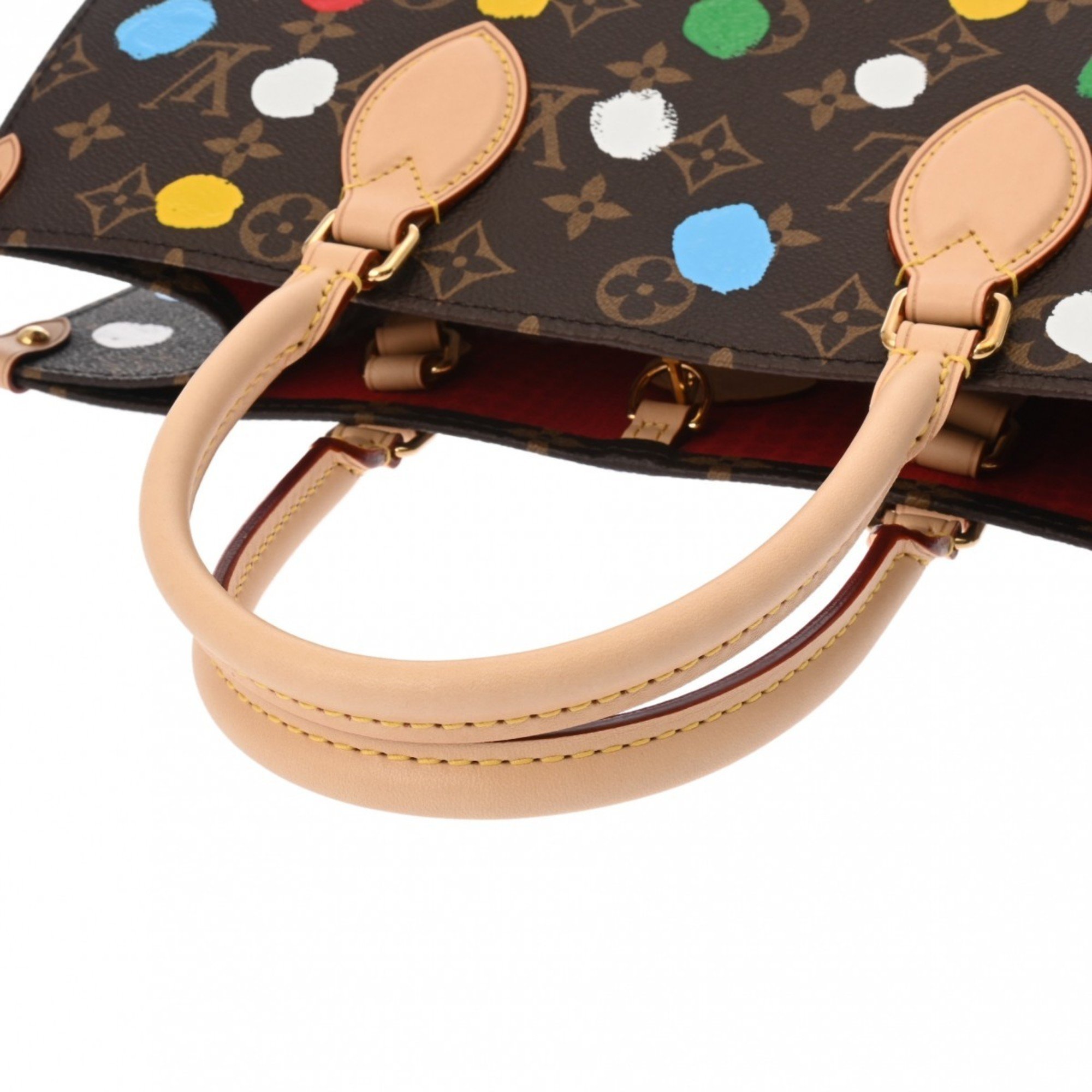 LOUIS VUITTON Louis Vuitton Monogram On the Go MM Yayoi Kusama Collaboration Brown/Multicolor M46379 Women's Canvas Handbag