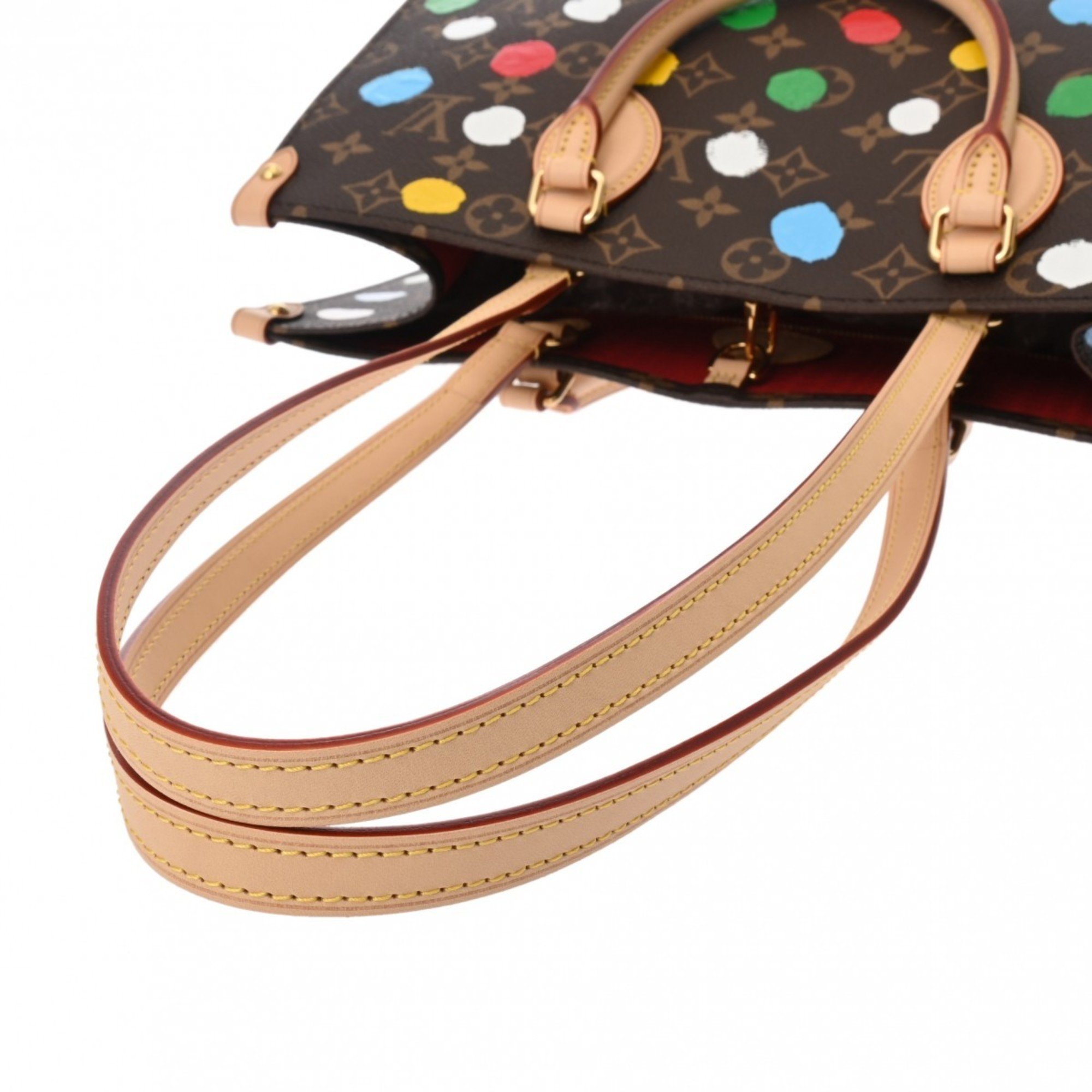 LOUIS VUITTON Louis Vuitton Monogram On the Go MM Yayoi Kusama Collaboration Brown/Multicolor M46379 Women's Canvas Handbag