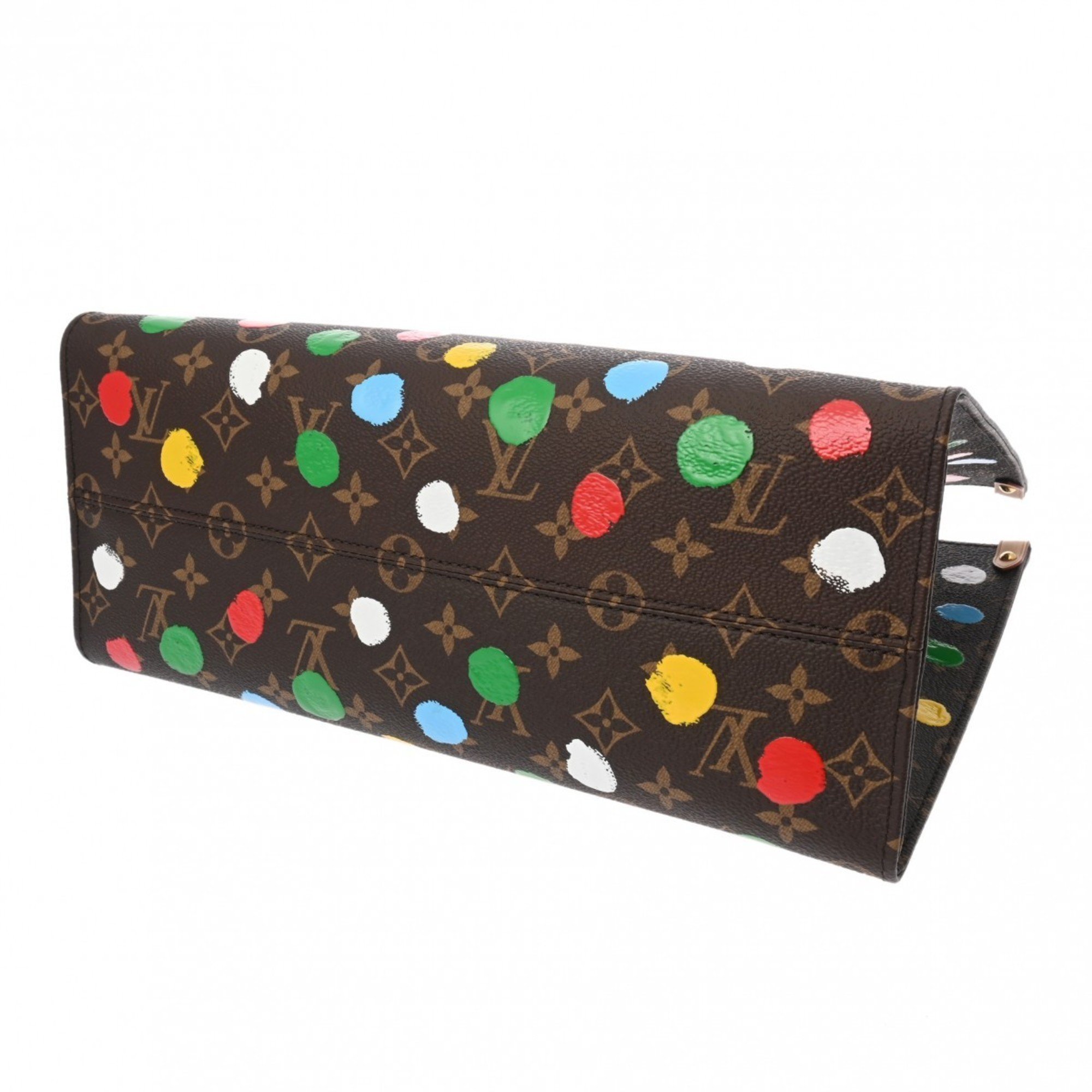 LOUIS VUITTON Louis Vuitton Monogram On the Go MM Yayoi Kusama Collaboration Brown/Multicolor M46379 Women's Canvas Handbag