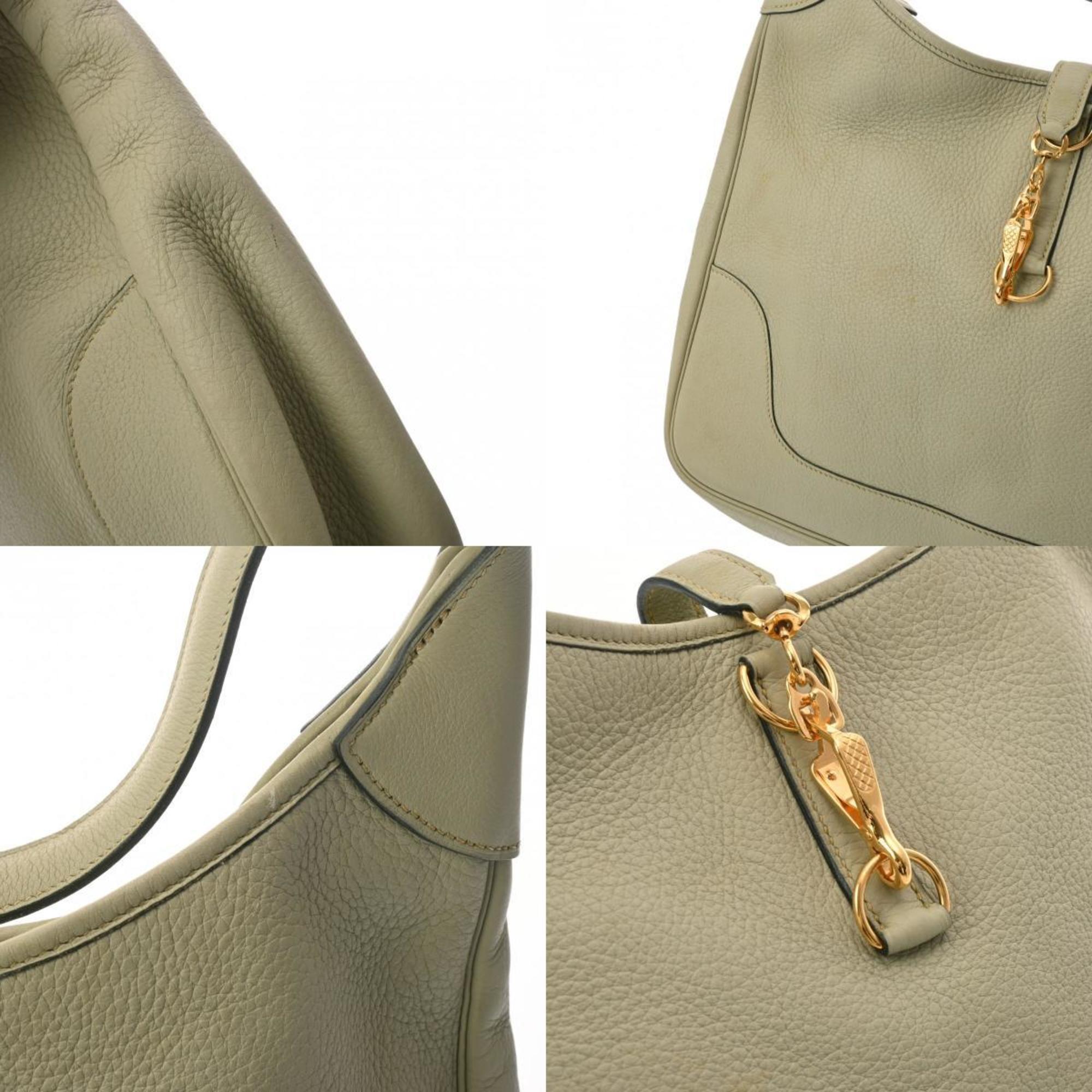 HERMES Trim 35 Light Green E Stamp (around 2001) Women's Taurillon Clemence Bag