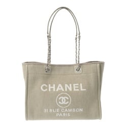 CHANEL Deauville MM Beige Women's Canvas Tote Bag