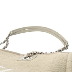 CHANEL Deauville MM Beige Women's Canvas Tote Bag