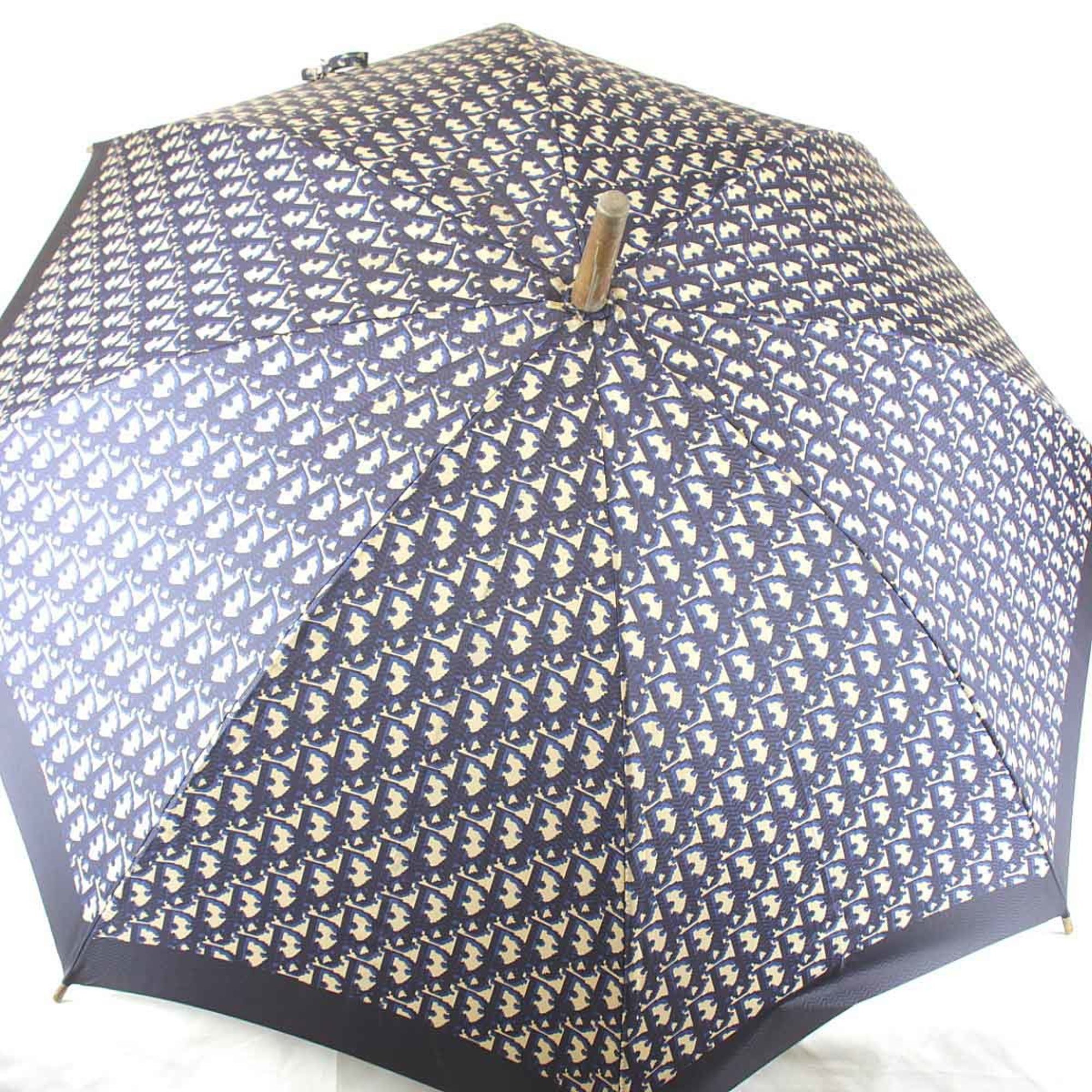 Christian Dior Trotter Umbrella Wood/Nylon Navy Women's