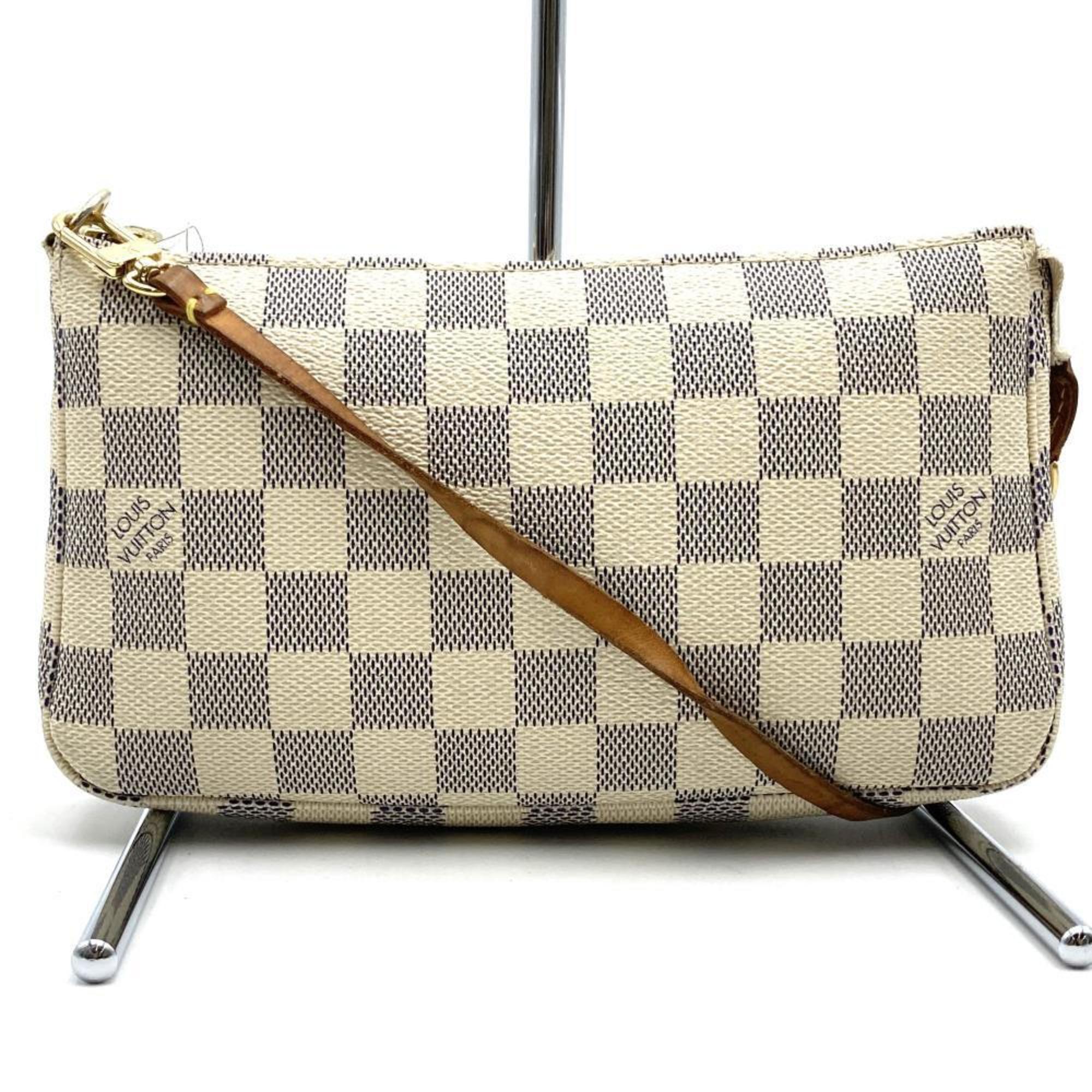 LOUIS VUITTON Louis Vuitton Pochette Accessoires Pouch Damier Azur Canvas White N51986 Women's