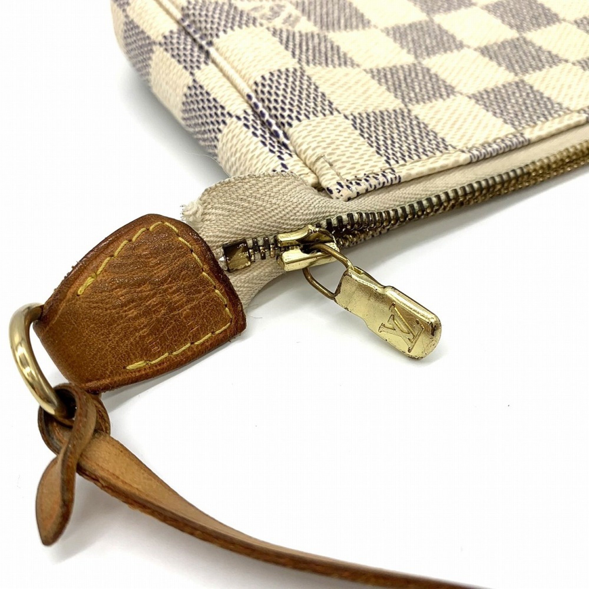 LOUIS VUITTON Louis Vuitton Pochette Accessoires Pouch Damier Azur Canvas White N51986 Women's