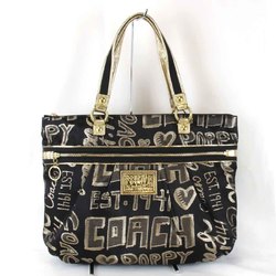 COACH Poppy H1067-15301 Tote Bag Canvas Black Women's