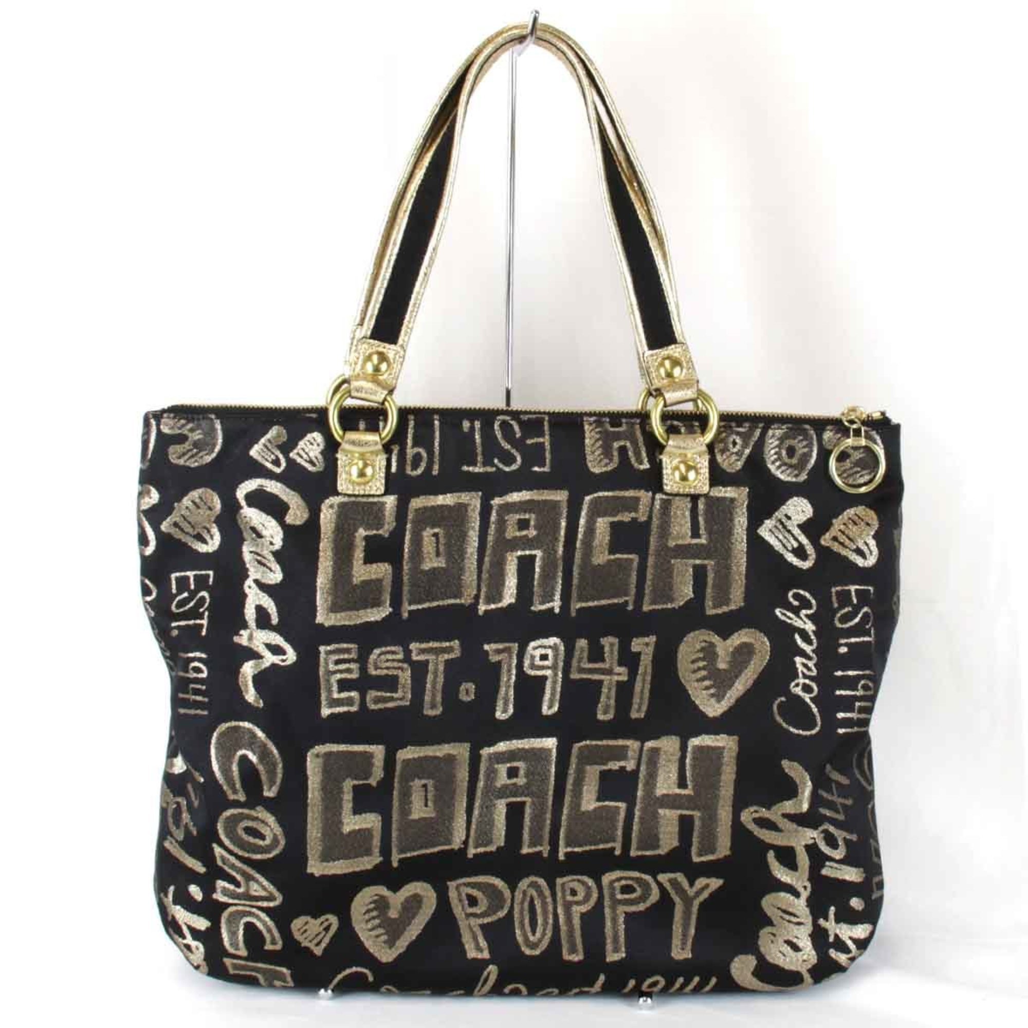 COACH Poppy H1067-15301 Tote Bag Canvas Black Women's