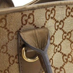 GUCCI Heart Bit Tote Bag 269956 520981 GG Canvas Brown Gold