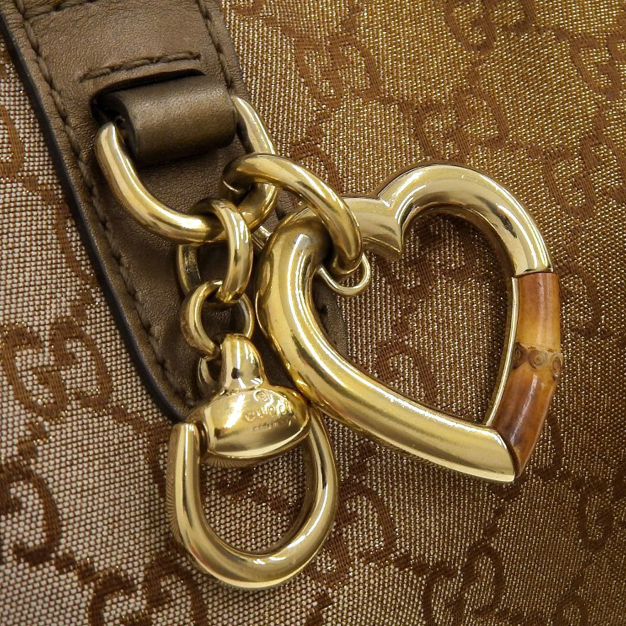 GUCCI Heart Bit Tote Bag 269956 520981 GG Canvas Brown Gold