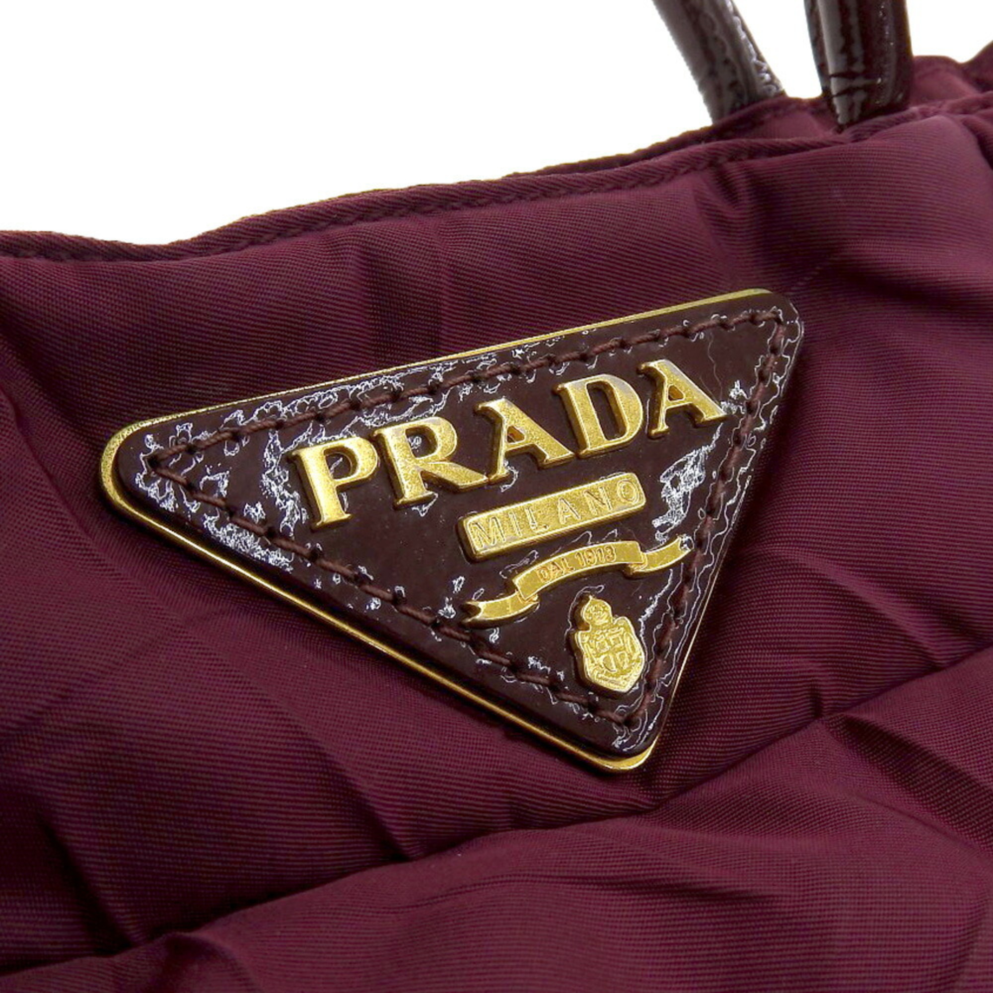 PRADA Crispy Handbag BN1596 Bordeaux Quilted