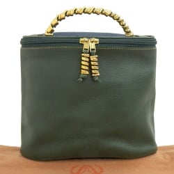 LOEWE Velazquez Vanity Bag Handbag Leather Green x Blue Bicolor