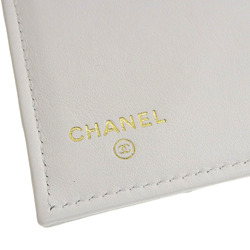 CHANEL Matelasse Random Serial Coco Mark Tri-fold Wallet Caviar Skin White