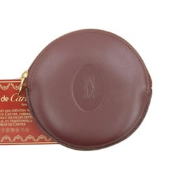 CARTIER Must Line Round Coin Case L3000111 Purse Leather Wine Red