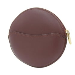 CARTIER Must Line Round Coin Case L3000111 Purse Leather Wine Red