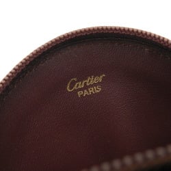 CARTIER Must Line Round Coin Case L3000111 Purse Leather Wine Red