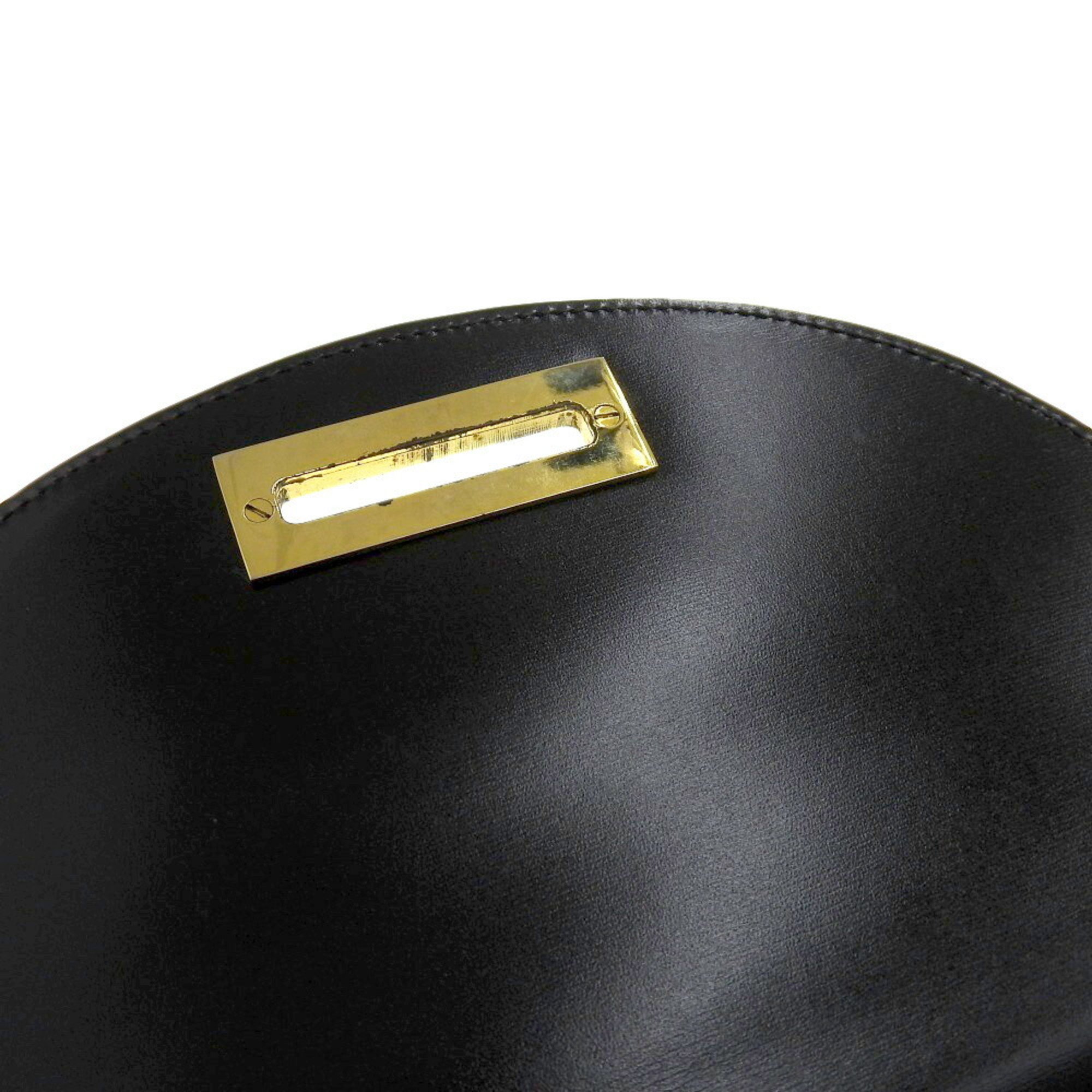 CELINE Handbag Leather Black Circle Semicircle