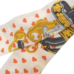 Hermes HERMES Twilly Brid de Gala Love Heart Scarf Muffler Silk Off-White Multicolor