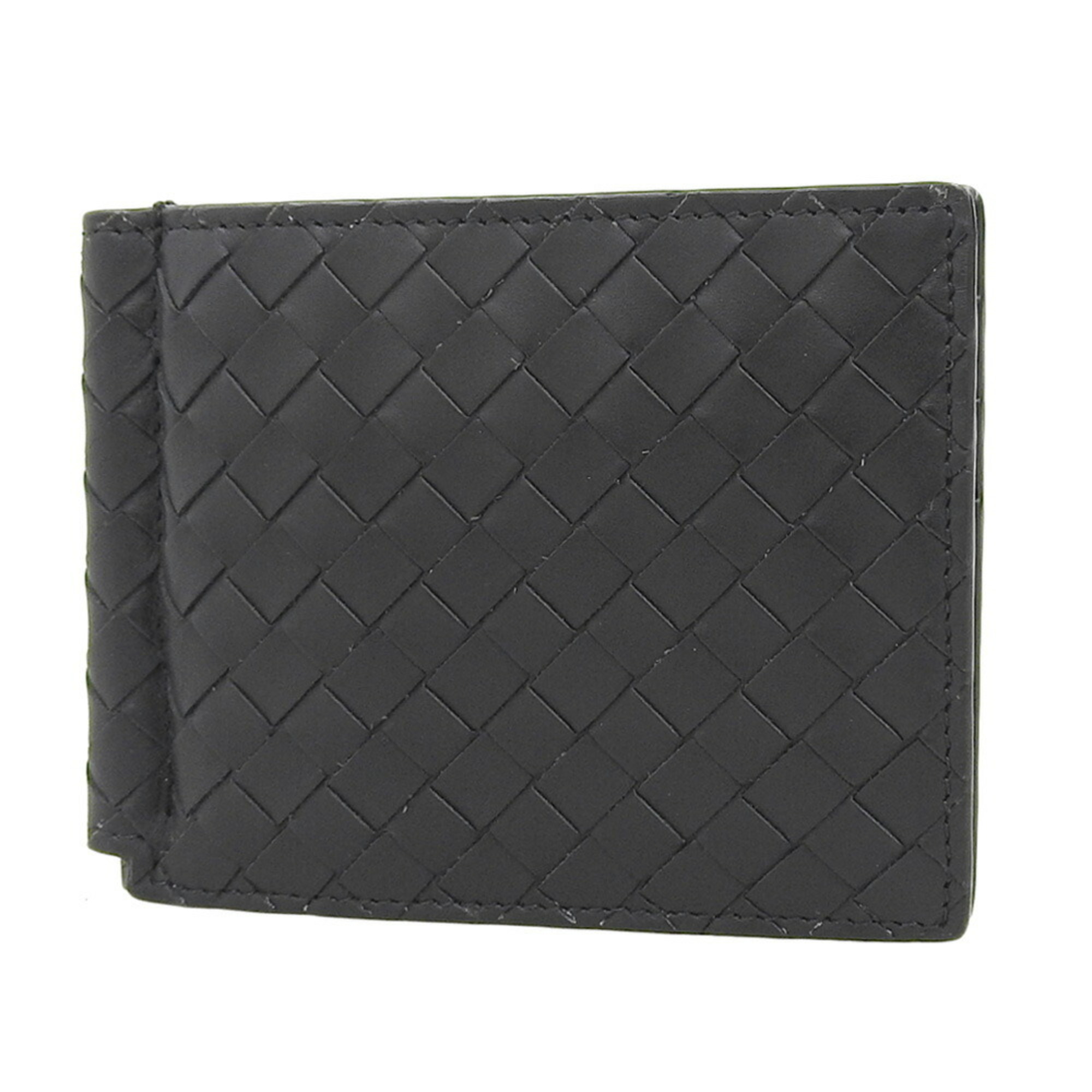 BOTTEGA VENETA Intrecciato Money Clip 123180 Bi-fold Wallet Leather Black